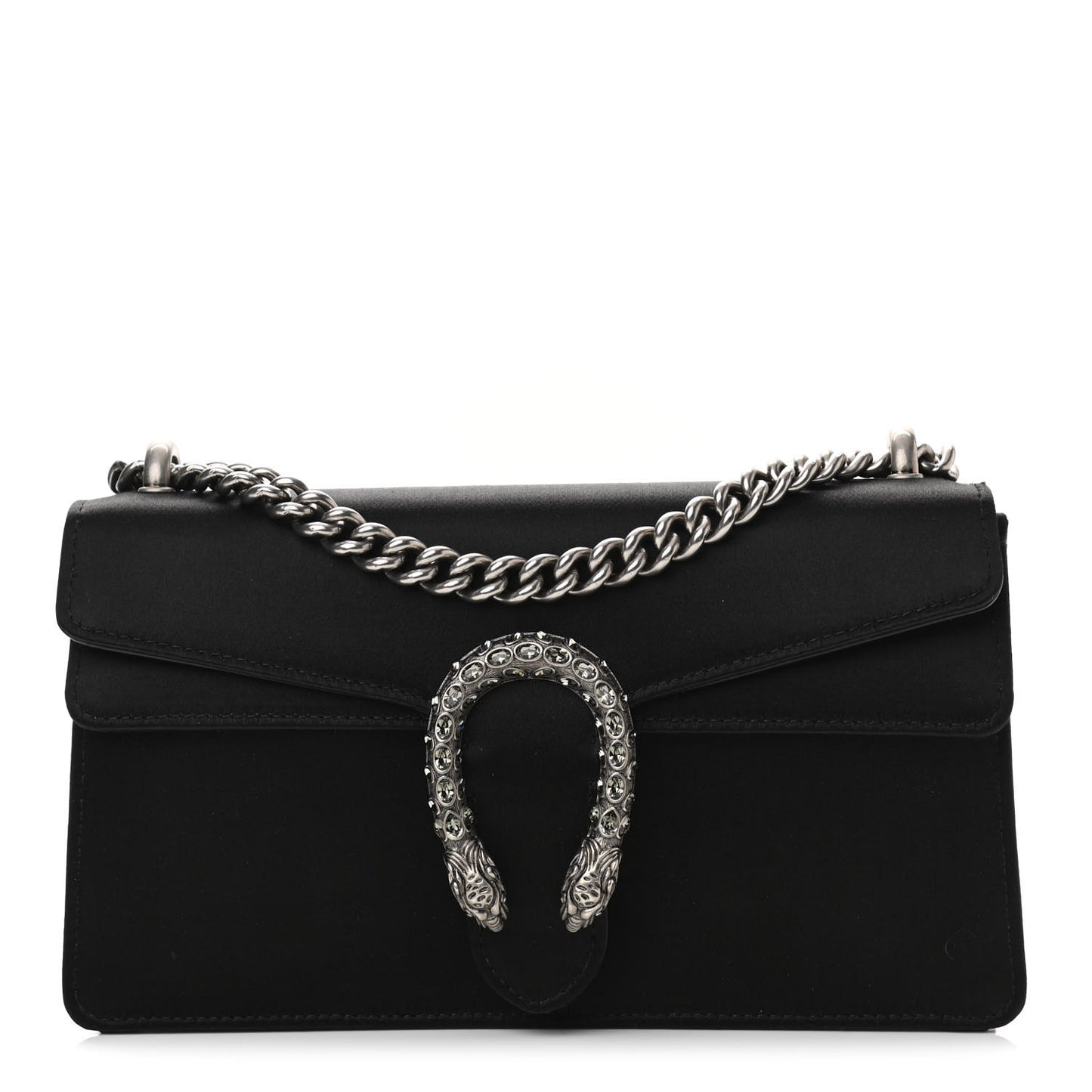 Satin Silk Crystal Small Dionysus Shoulder Bag Black Black Diamond