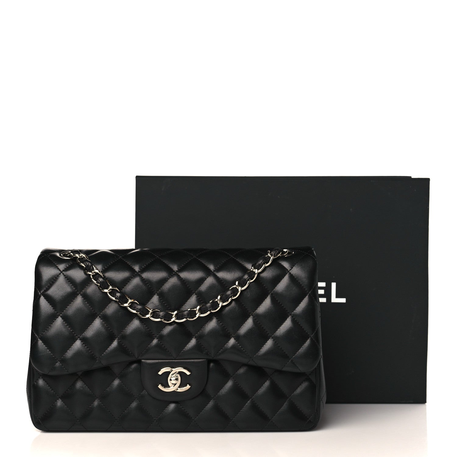 Chanel Lambskin Quilted Jumbo Double Flap Black 10 of 10