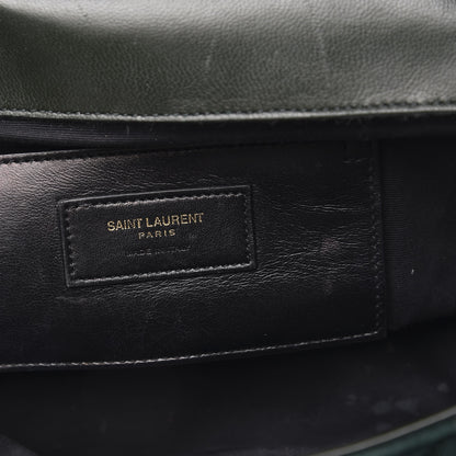 Saint Laurent Velvet Matelasse Chevron Medium Monogram Chain Bag New Dark Green 7 of 19