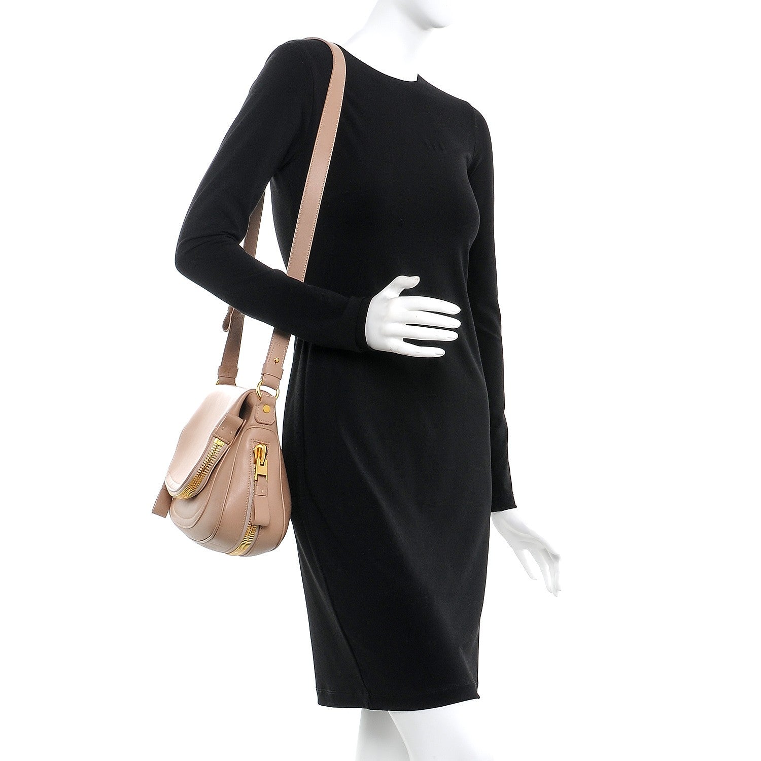 Tom Ford Calfskin Medium Jennifer Crossbody Beige 2 of 7