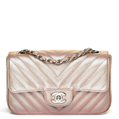 Chanel Iridescent Caviar Chevron Quilted Mini Rectangular Flap Light Gold 1 of 8