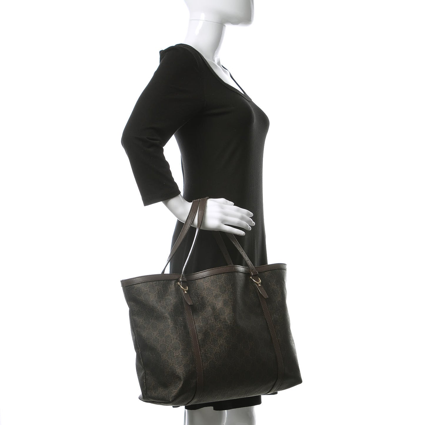 GG Supreme Monogram Medium Nice Tote Dark Brown