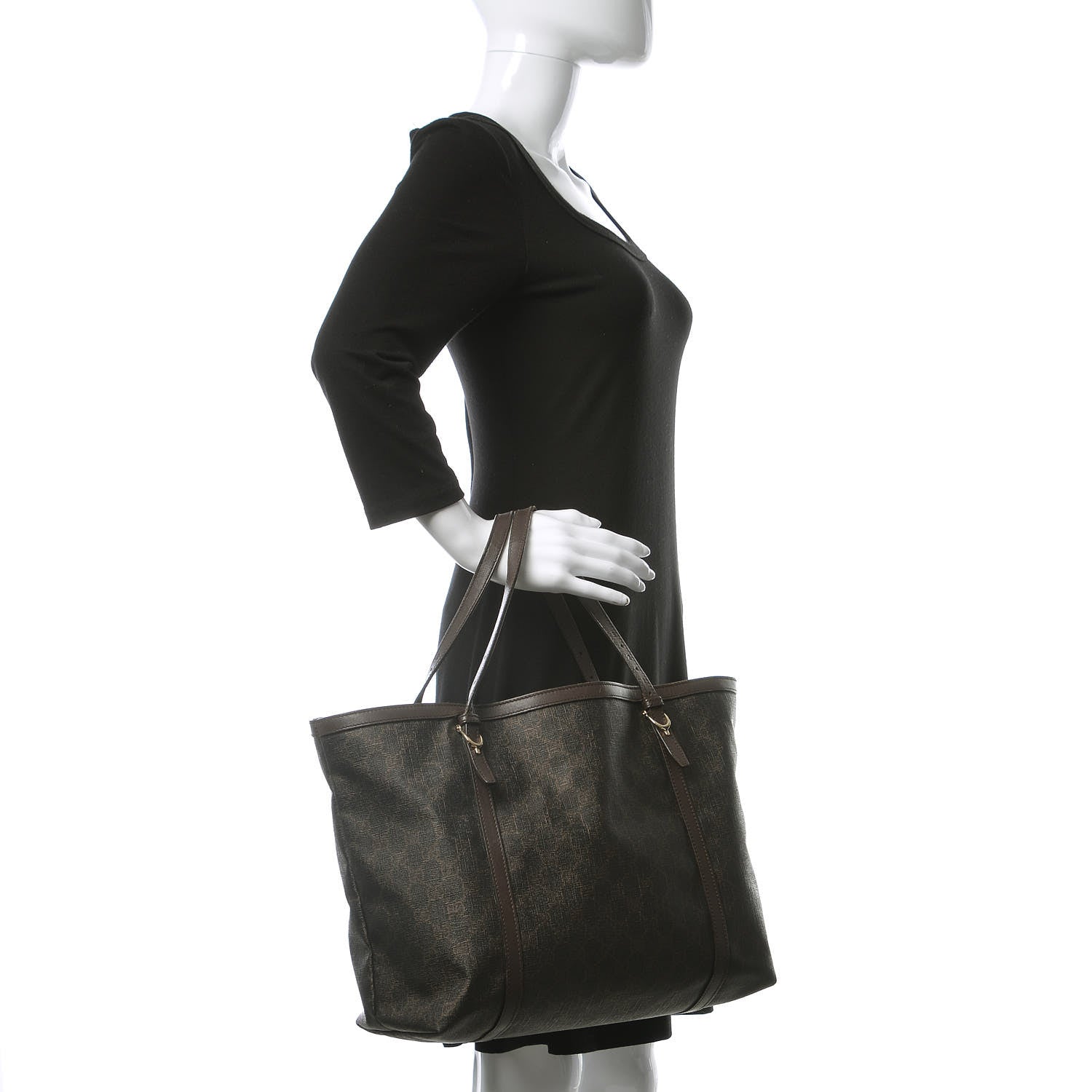 Gucci GG Supreme Monogram Medium Nice Tote Dark Brown 2 of 13