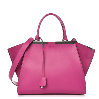 Fendi Vitello Dolce Shiny Nappa Petite 3Jours Tote Magenta Carbone 1 of 8