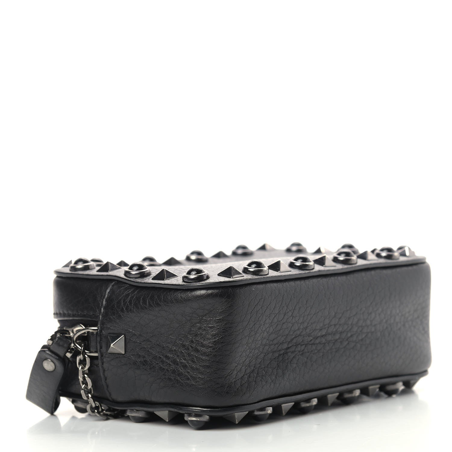 Valentino Garavani Calfskin Small Rockstud Rolling Chain Camera Crossbody Bag Black 3 of 11