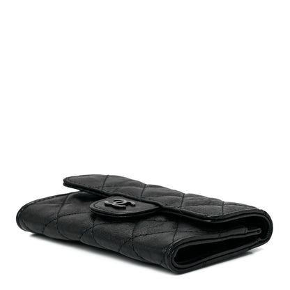 Chanel Crumpled Calfskin Quilted Flap Card Holder Wallet So Black 10 of 13