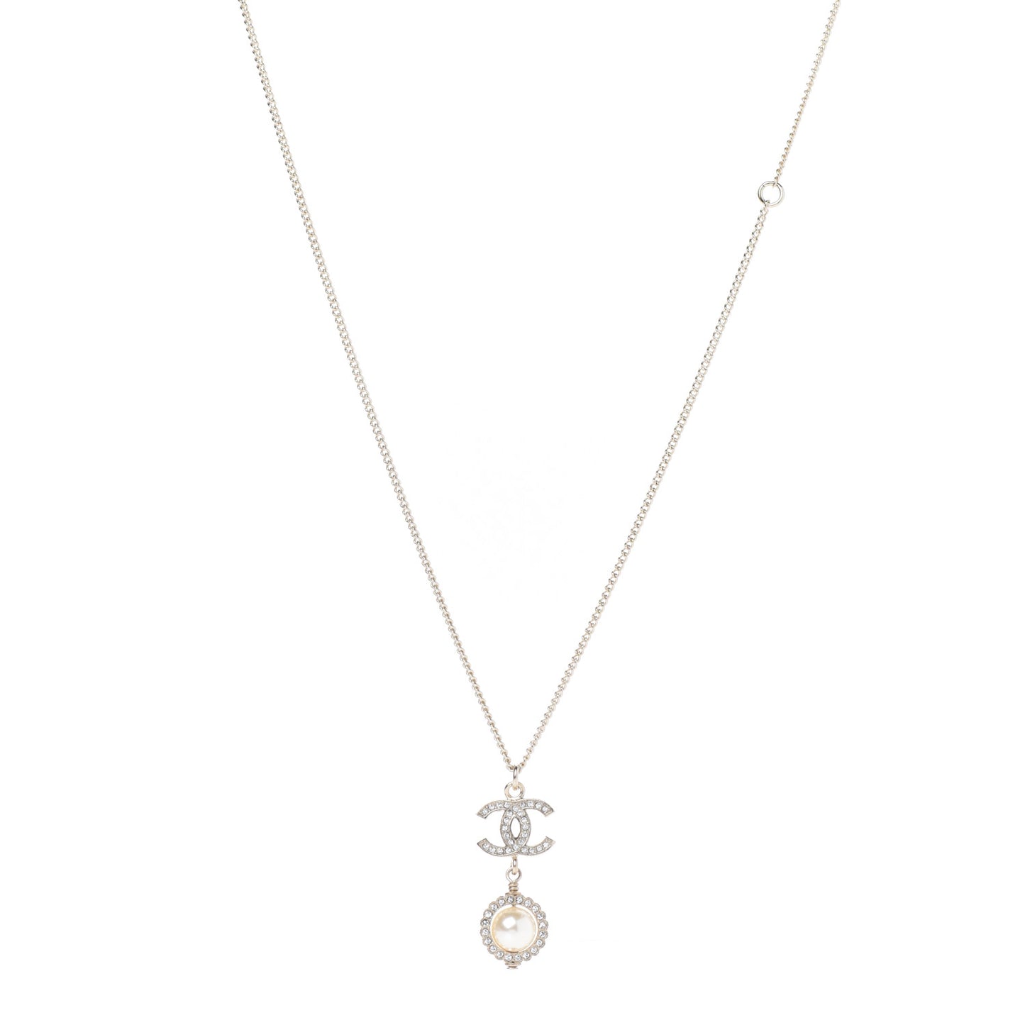 Crystal Pearl CC Lace Camellia Necklace Gold