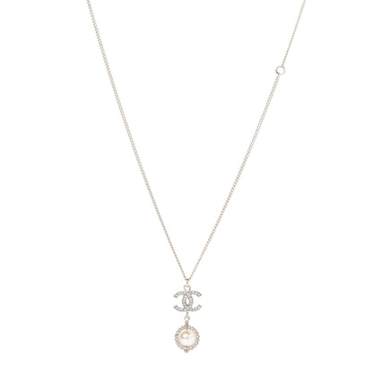 Chanel Crystal Pearl CC Lace Camellia Necklace Gold 1 of 4
