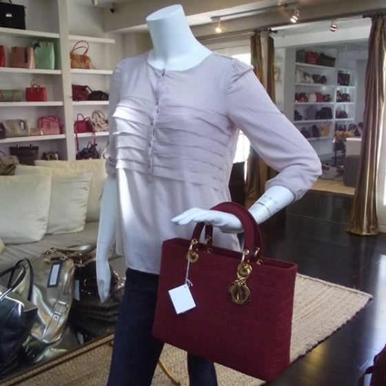 Nylon Cannage Large Lady Dior Red