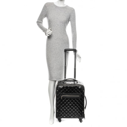 Chanel Vinyl Calfskin Quilted Trolley Rolling Luggage Black 2 of 6