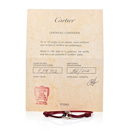 Cartier 18K Pink Yellow White Gold Trinity Cord Bracelet Red 8 of 8