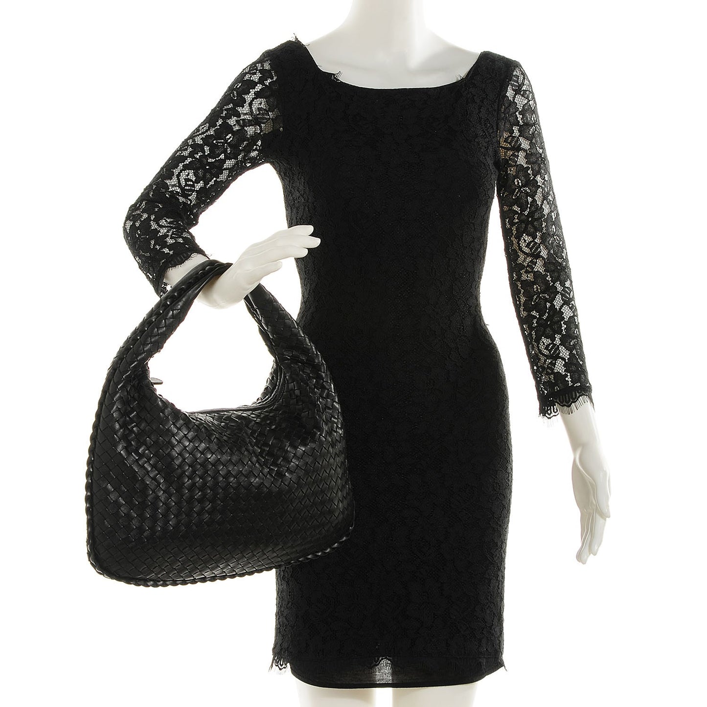 Nappa Intrecciato Medium Veneta Hobo Black