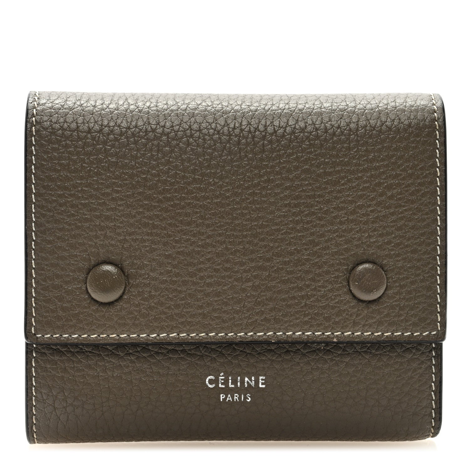Celine Drummed Calfskin Small Multifunction Folded Wallet Souris 1 of 6