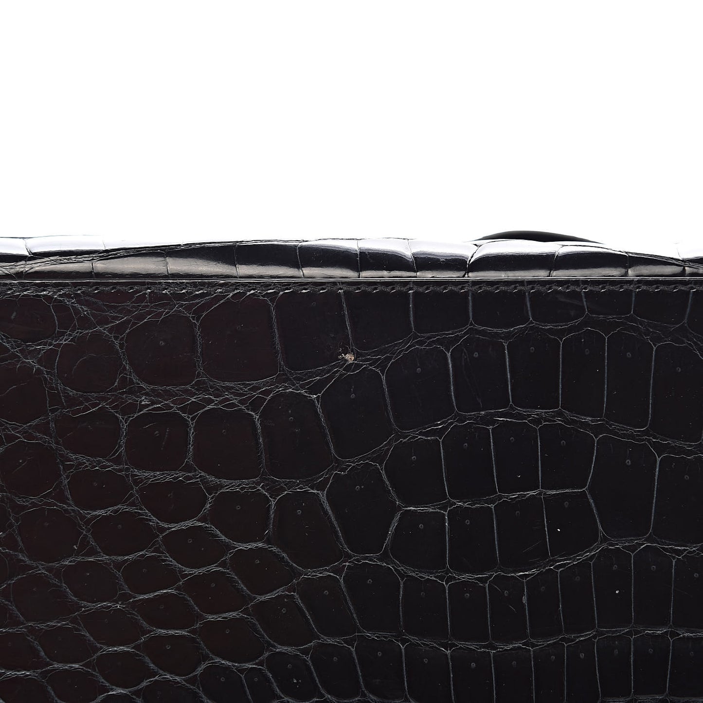Shiny Crocodile Framed Bag Black