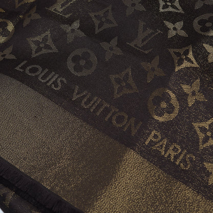 Louis Vuitton Silk Lurex Wool Monogram Shine Shawl Brown 3 of 4