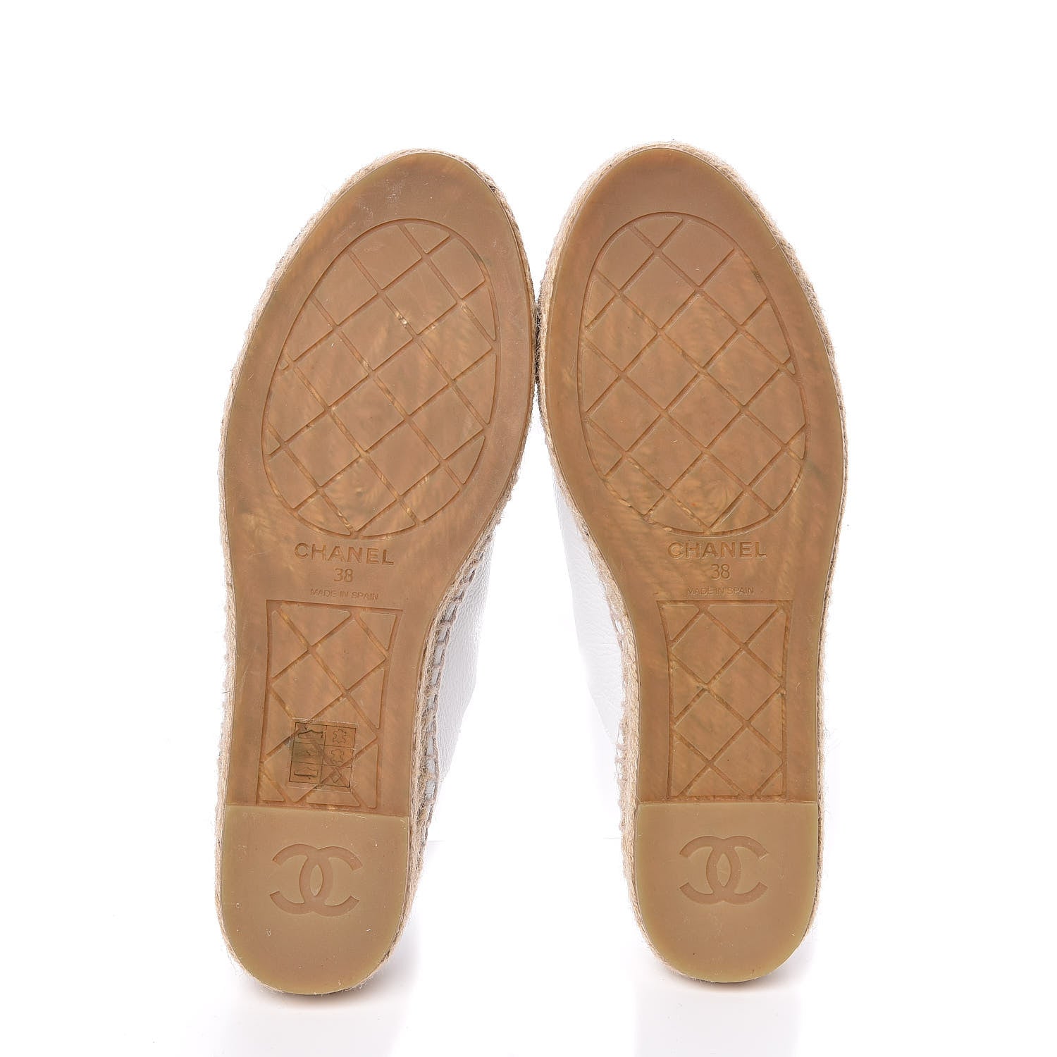 Chanel Grained Calfskin CC Espadrilles 38 White Black 5 of 10