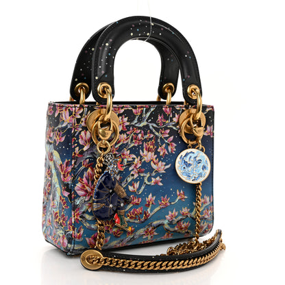 Christian Dior Smooth Calfskin Raqib Shaw Art Mini Lady Dior Navy Multicolor 3 of 12