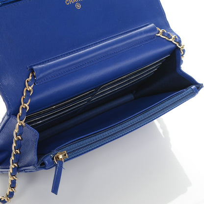 Chanel Lambskin Quilted Wallet On Chain WOC Dark Blue 5 of 8
