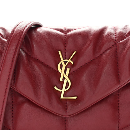 Saint Laurent Lambskin Quilted Toy Loulou Puffer Monogram Chain Satchel Red 8 of 11