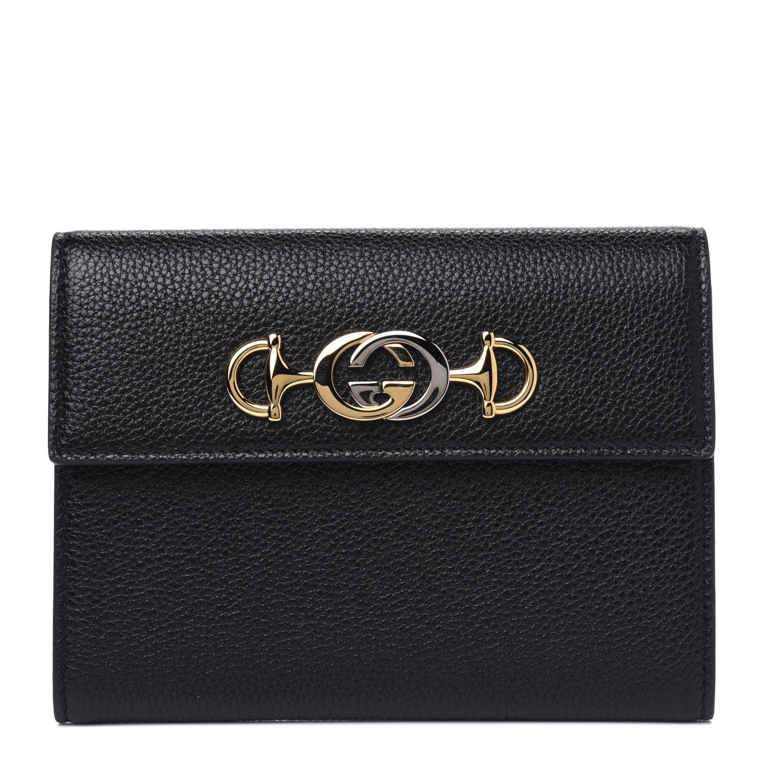 Gucci Grainy Calfskin Zumi Flap Card Case Black 1 of 4