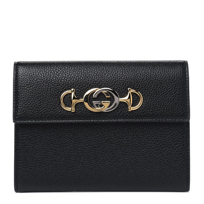 Gucci Grainy Calfskin Zumi Flap Card Case Black 1 of 4