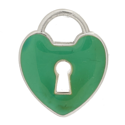 Tiffany Sterling Silver Enamel Heart Lock Charm Blue 1 of 4