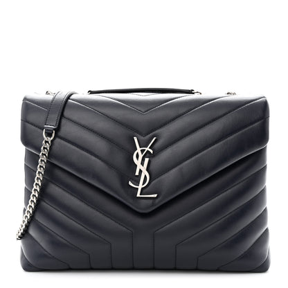 Saint Laurent Calfskin Y Quilted Monogram Medium Loulou Chain Satchel Medium Blue 1 of 11