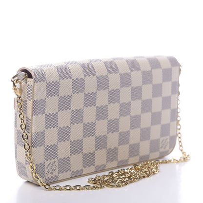 Louis Vuitton Damier Azur Pochette Felicie Chain Wallet Rose Ballerine 4 of 11