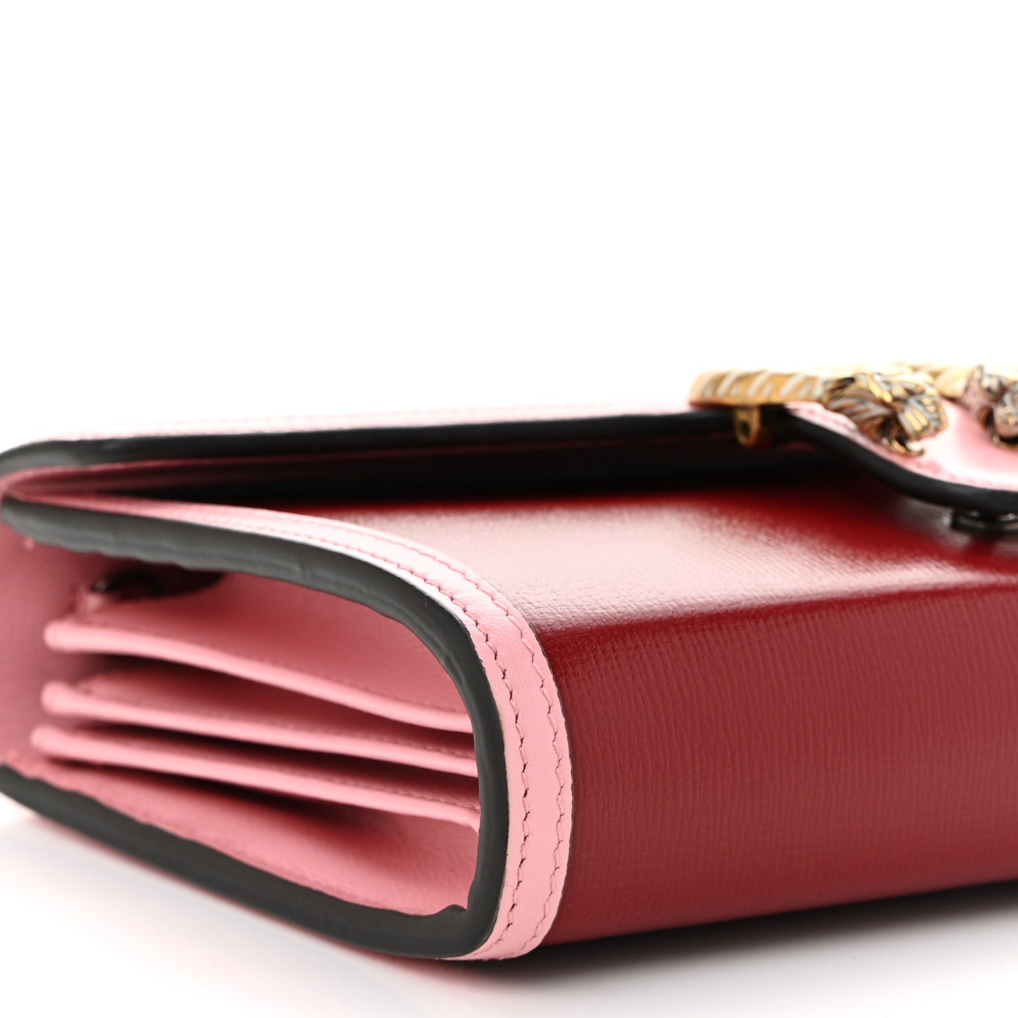 Azalea Calfskin Enamel Mini Dionysus Chain Wallet New Cherry Red Wild Rose Off White
