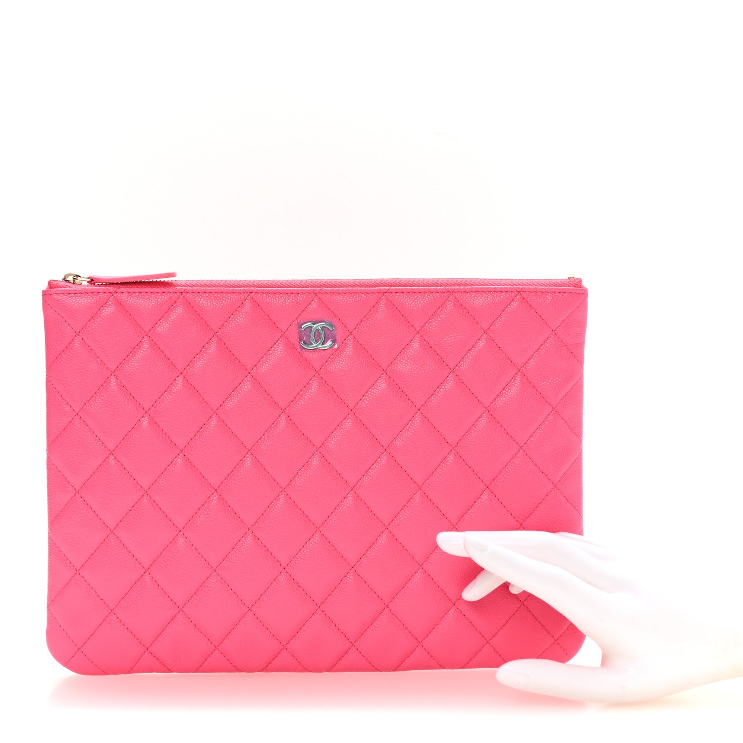 Chanel Caviar Quilted Medium Cosmetic Case Pink 2 of 8