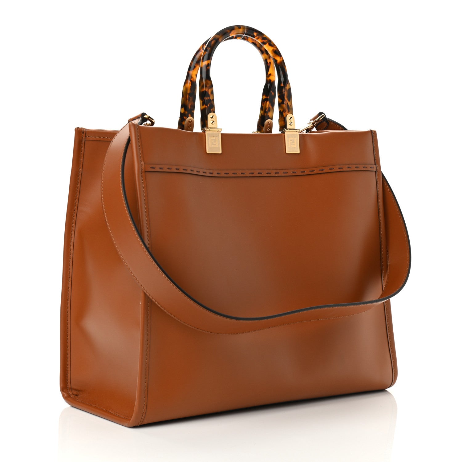 Fendi Vitello King Plexiglass Medium Fendi Sunshine Shopper Tote Cuoio 3 of 11