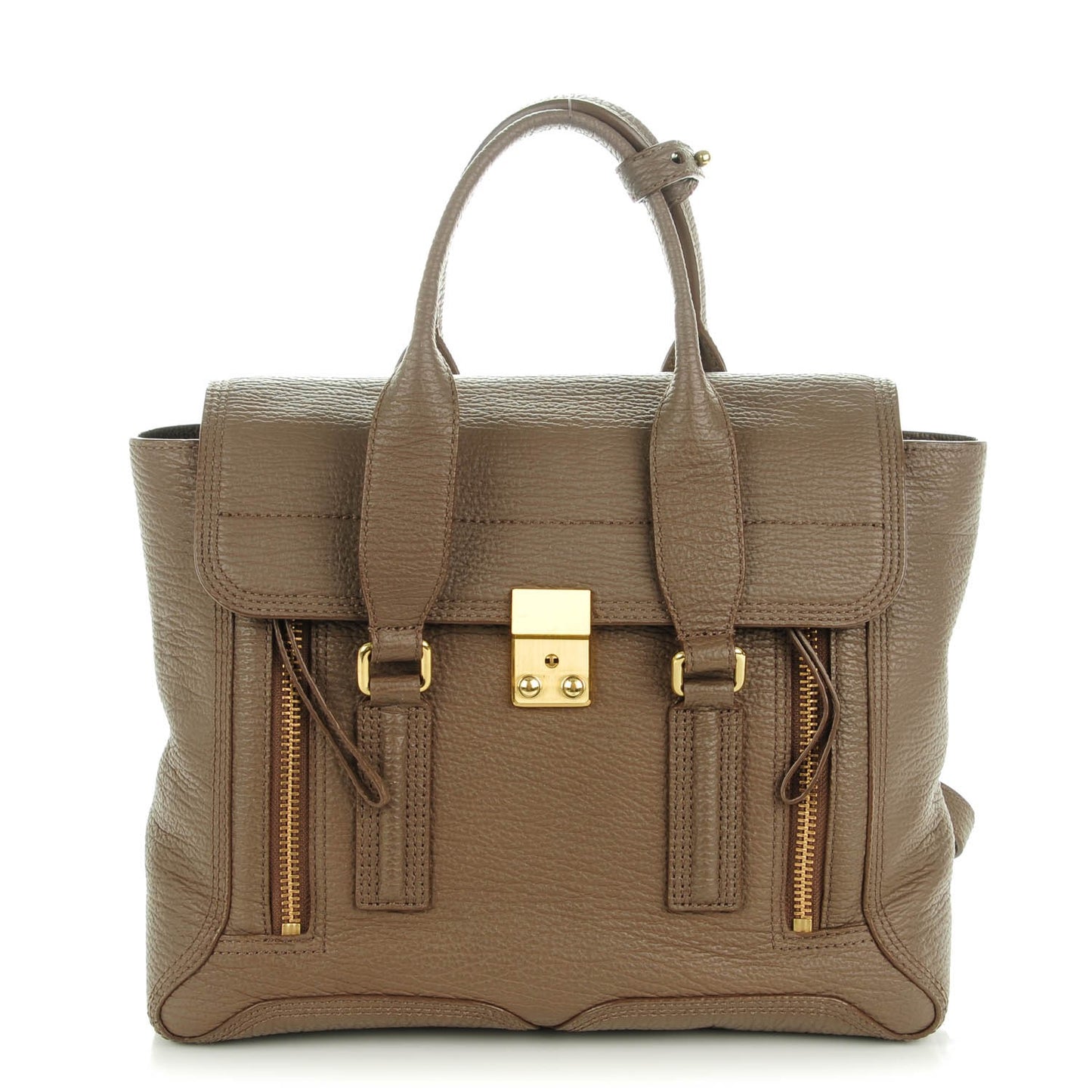 3.1 Textured Calfskin Medium Pashli Satchel Taupe