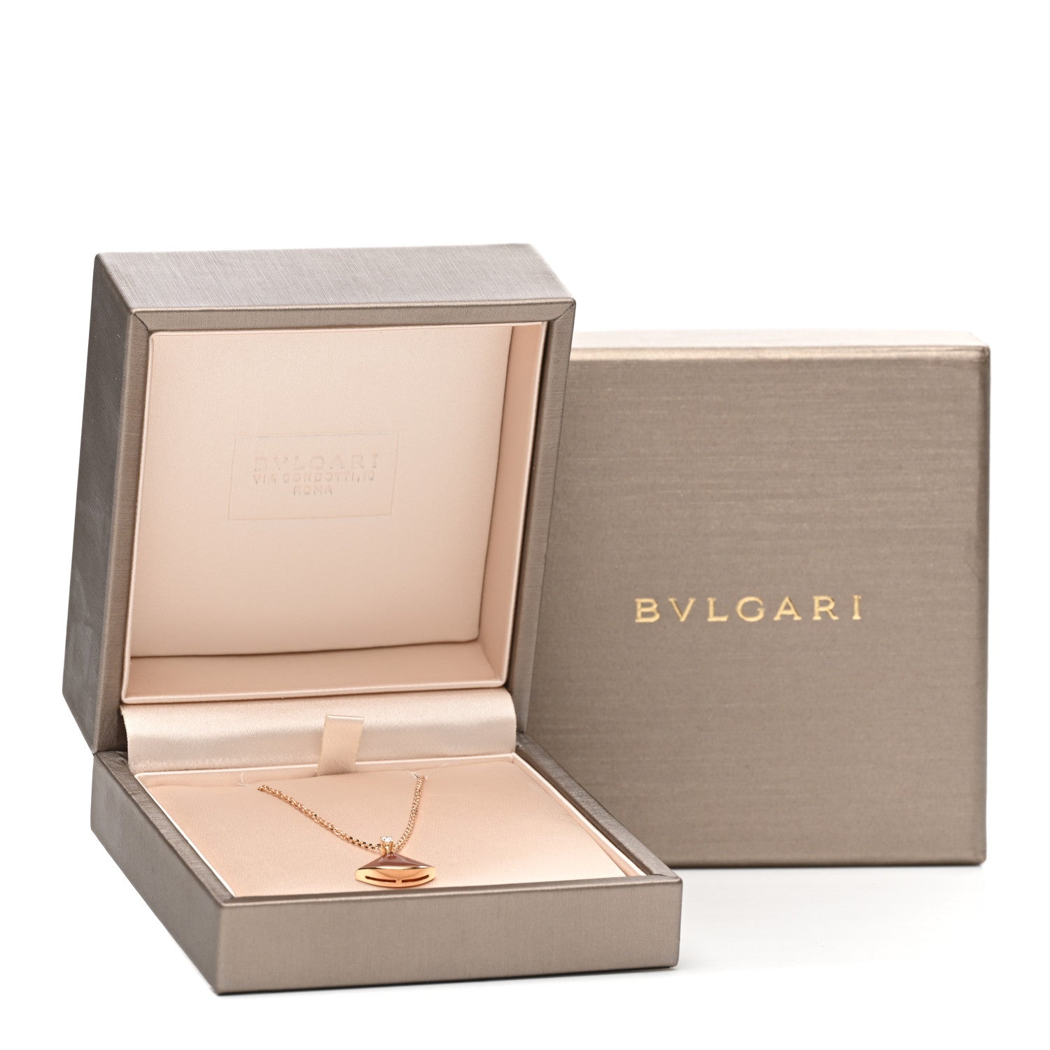 Bulgari 18K Rose Gold Diamond Carnelian Divas' Dream Pendant Necklace 3 of 3