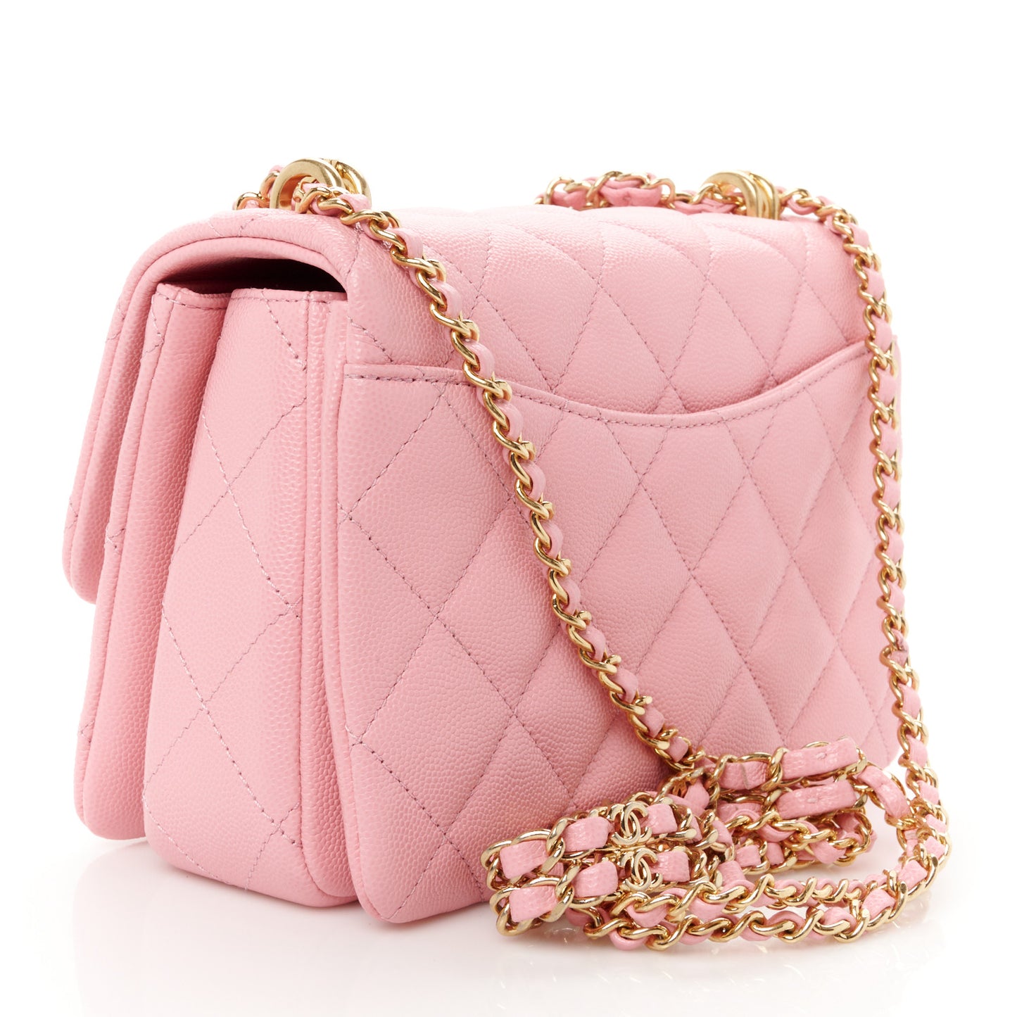 Caviar Quilted Mini Coco First Flap Pink