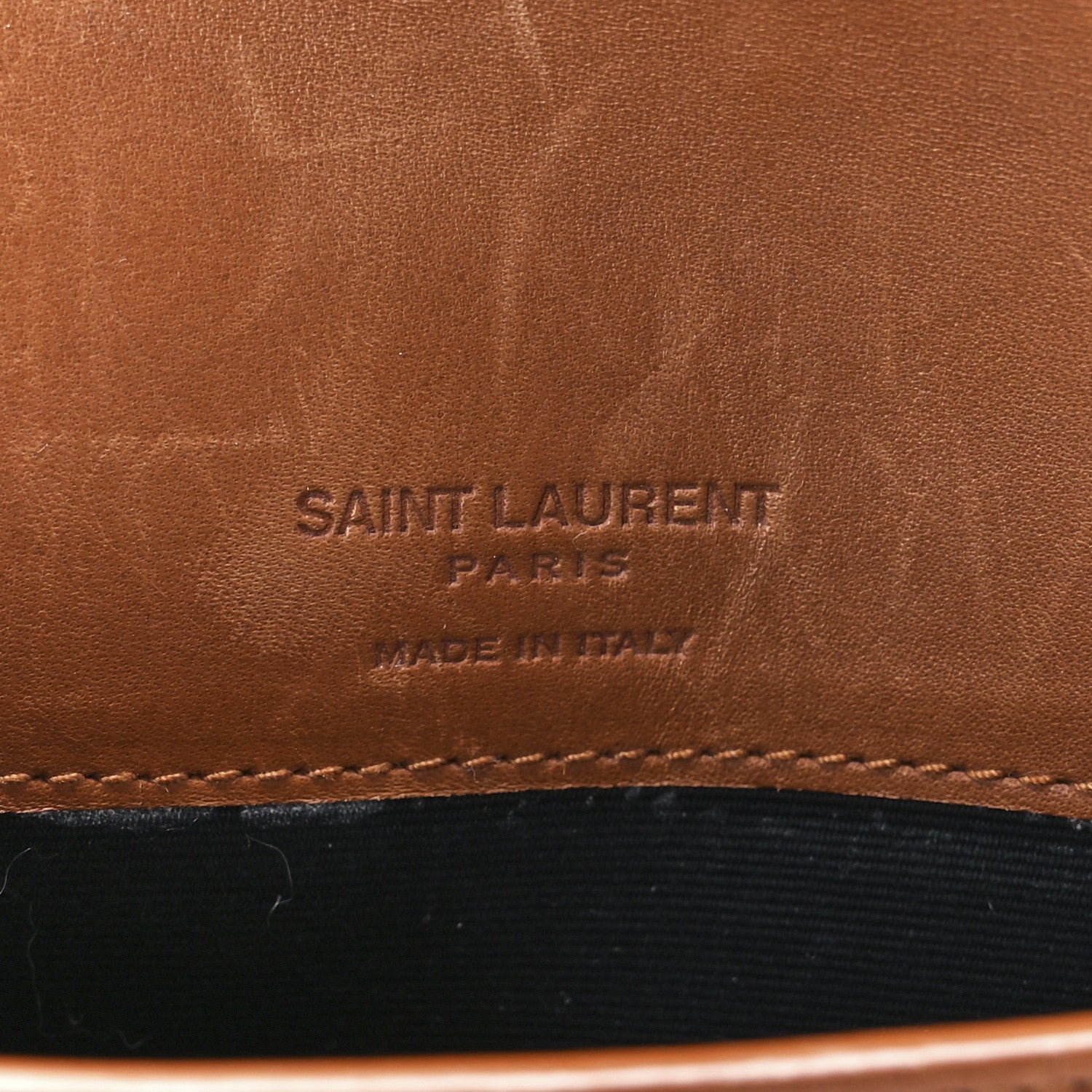 Saint Laurent Shearling Monogram Phone Holder Crossbody Brown 6 of 11