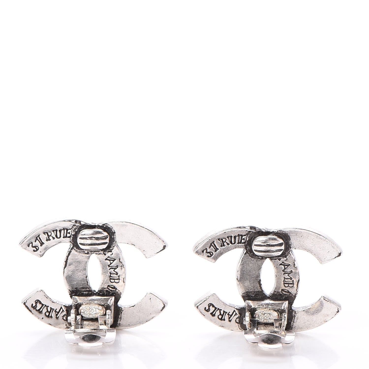 Chanel CC Clip On Earrings Silver 3 of 4