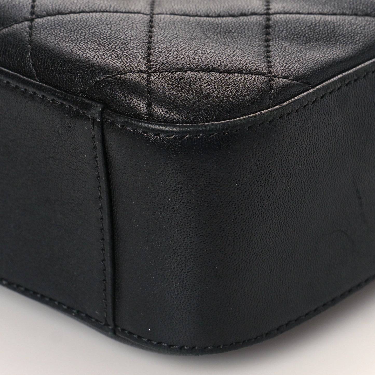 Goatskin Quilted Chanel 19 Camera Case Black