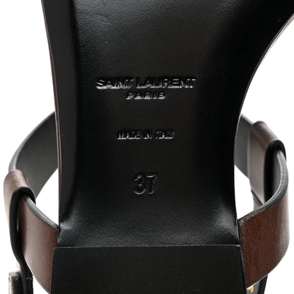 Saint Laurent Calfskin Cassandra Monogram Sandals 37 Brown 8 of 8