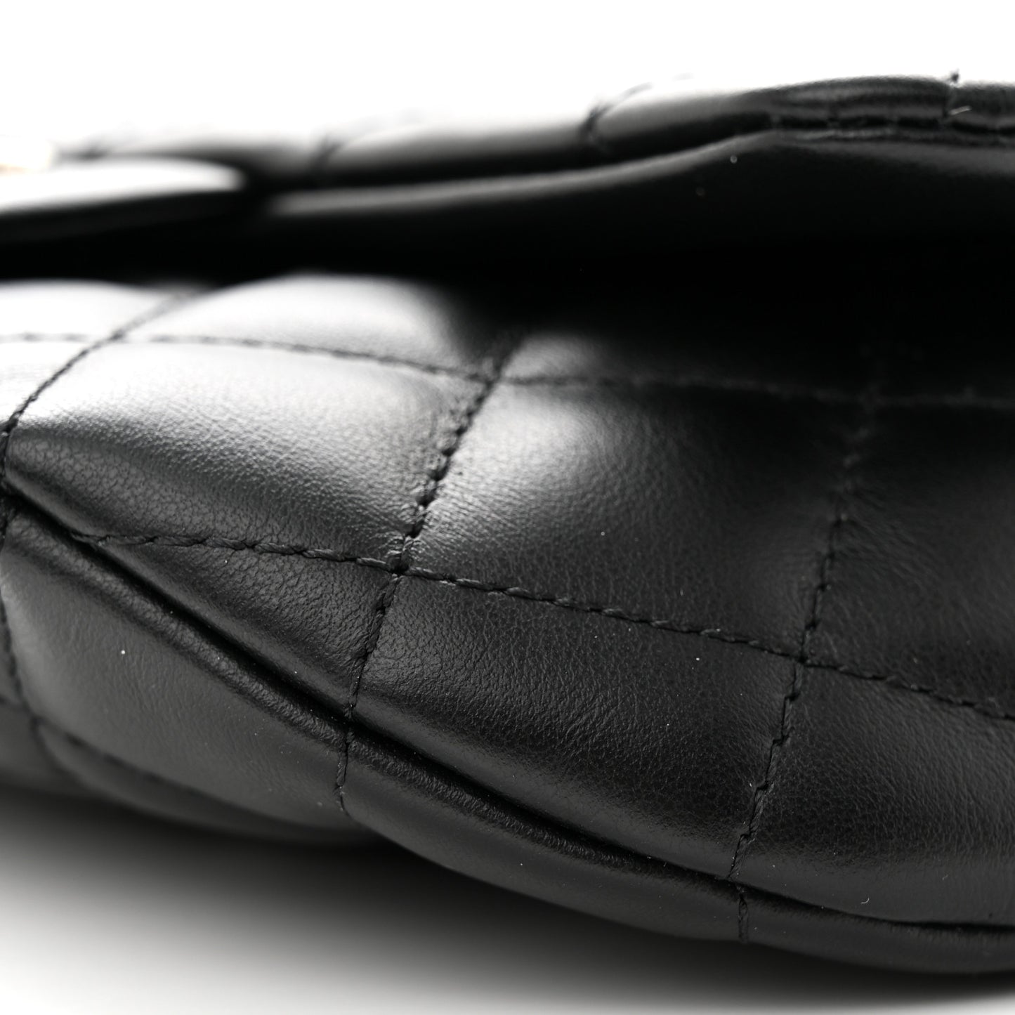 Calfskin Quilted CC Uniform Flap Belt Bag Black