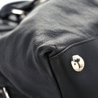 Prada Soft Calf Pleated Tote Black 6 of 14