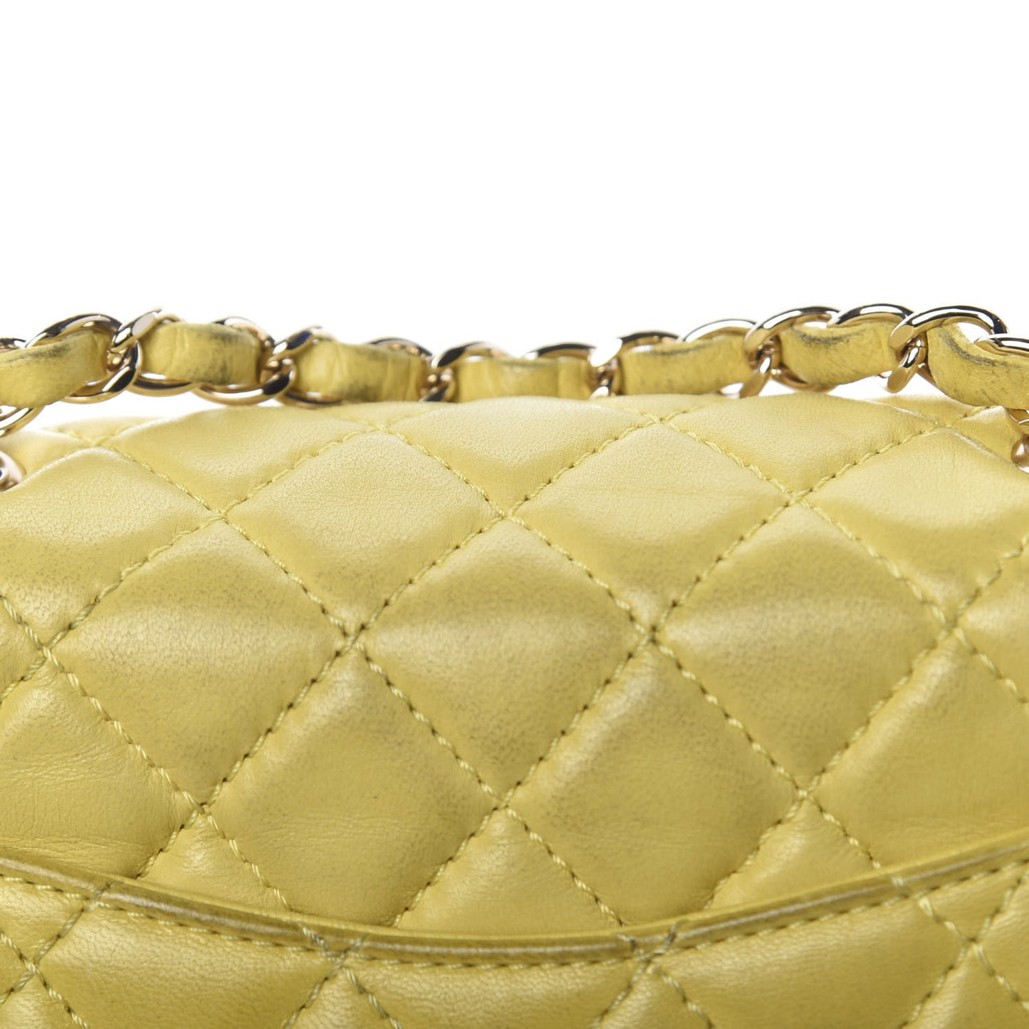 Lambskin Quilted Mini Square Flap Yellow