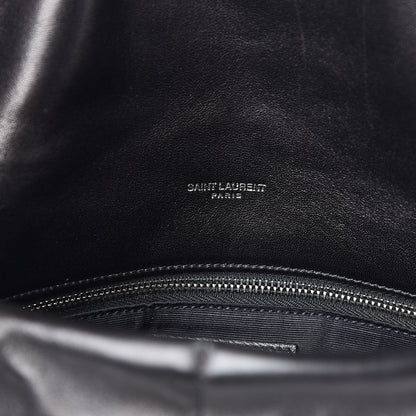 Saint Laurent Lambskin Quilted Medium Loulou Puffer Monogram Chain Satchel Black 8 of 14
