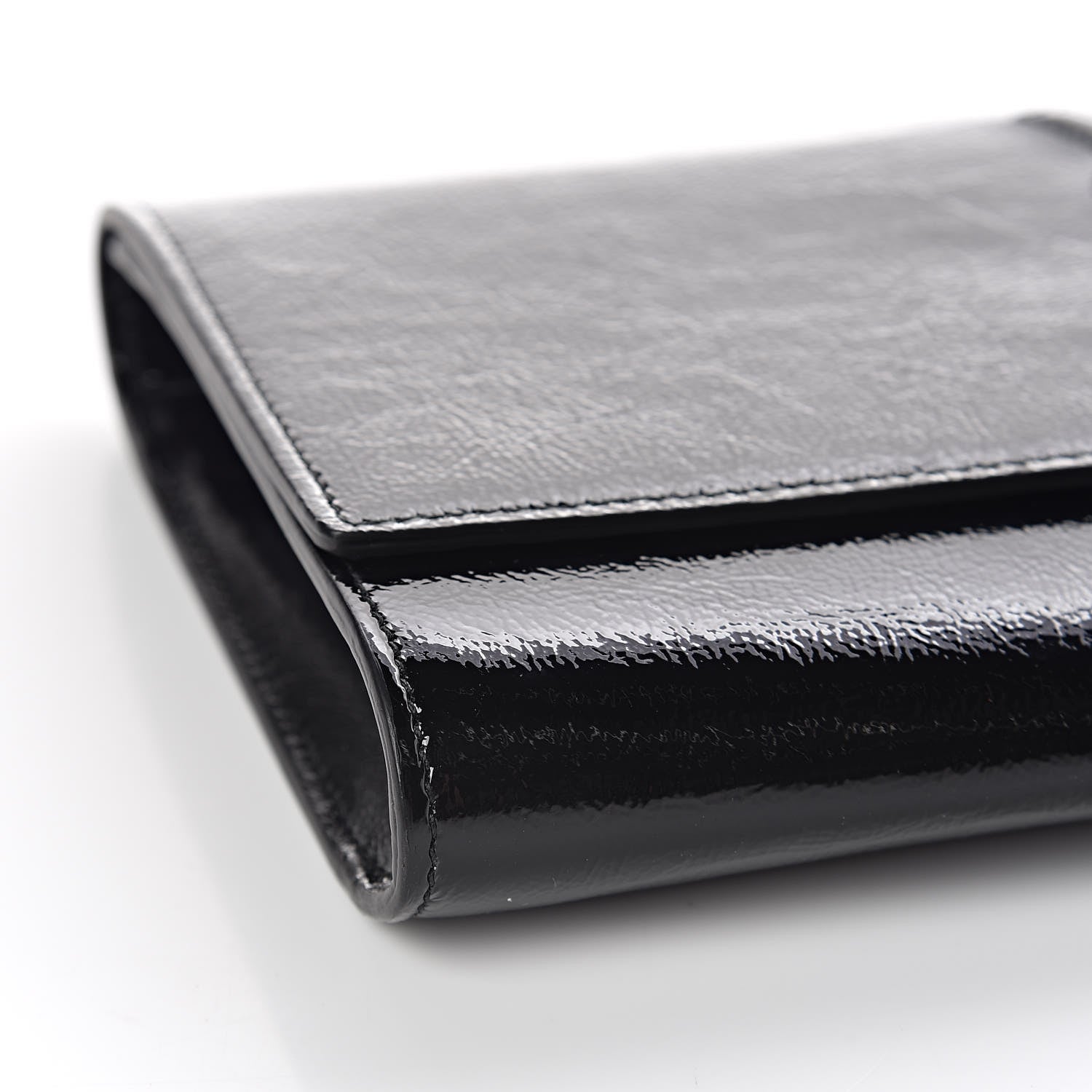Saint Laurent Textured Patent Monogram Large Belle De Jour Clutch Black 7 of 9