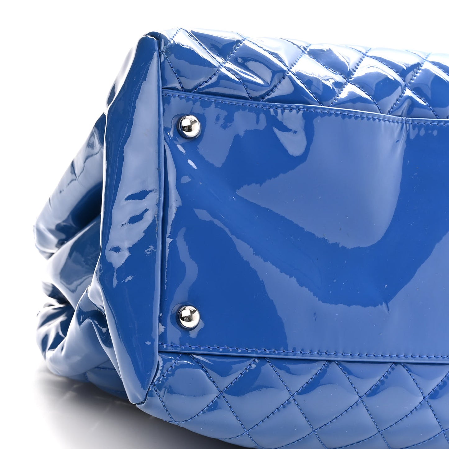 Patent Quilted Large Just Mademoiselle Bowling Bag Dark Blue