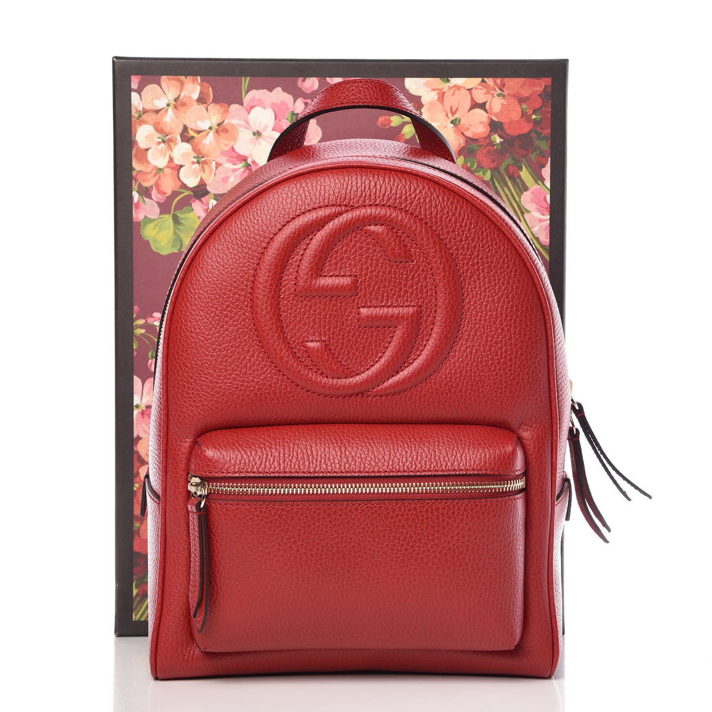 Pebbled Calfskin Soho Chain Backpack Red