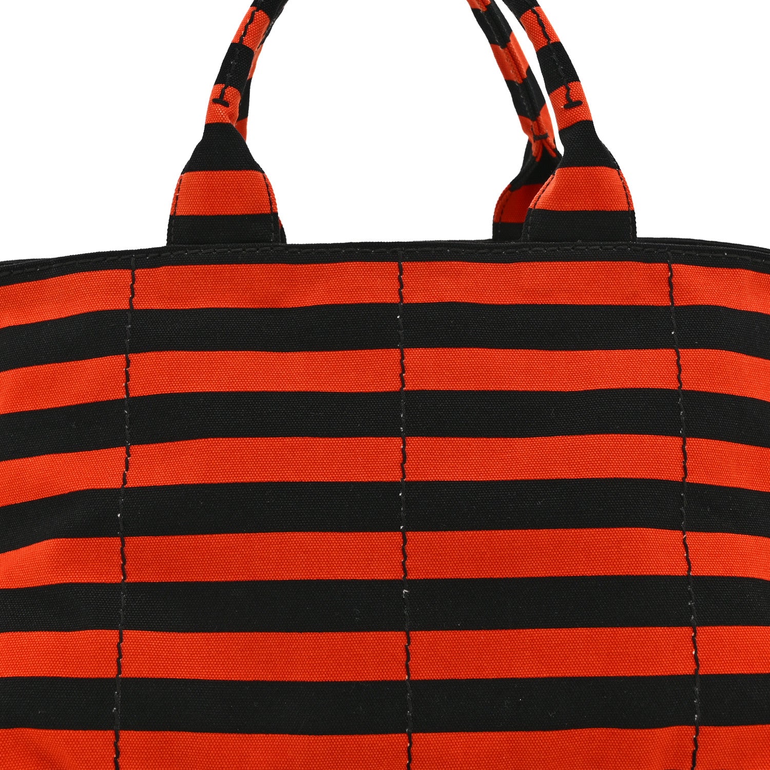 Prada Canapa Striped Tote Arancio 8 of 10