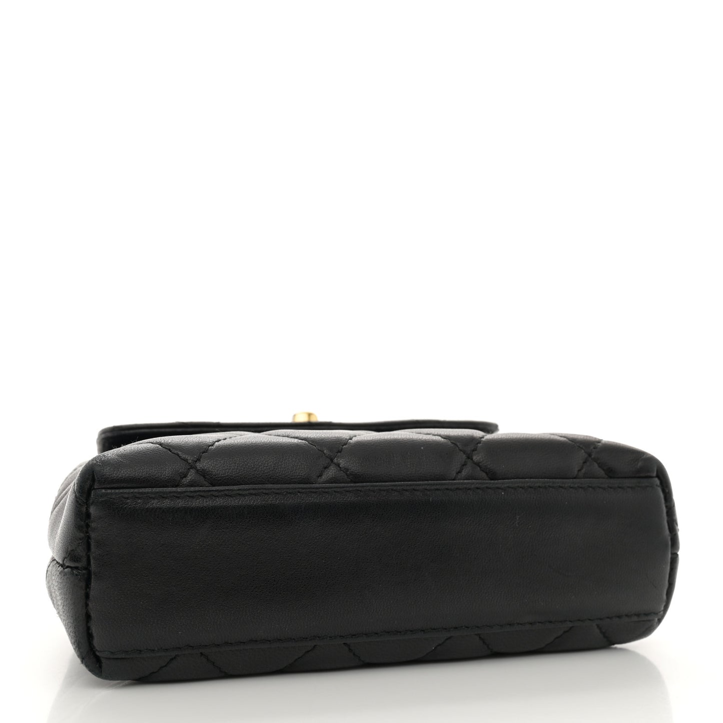 Lambskin Quilted Mini Flap Waist Belt Bag Black