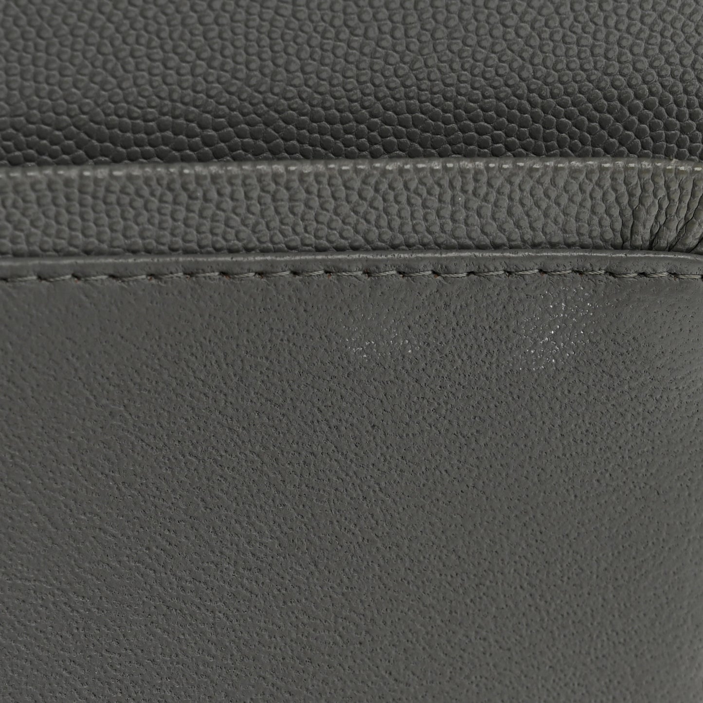 Caviar Quilted Jumbo Double Flap Grey