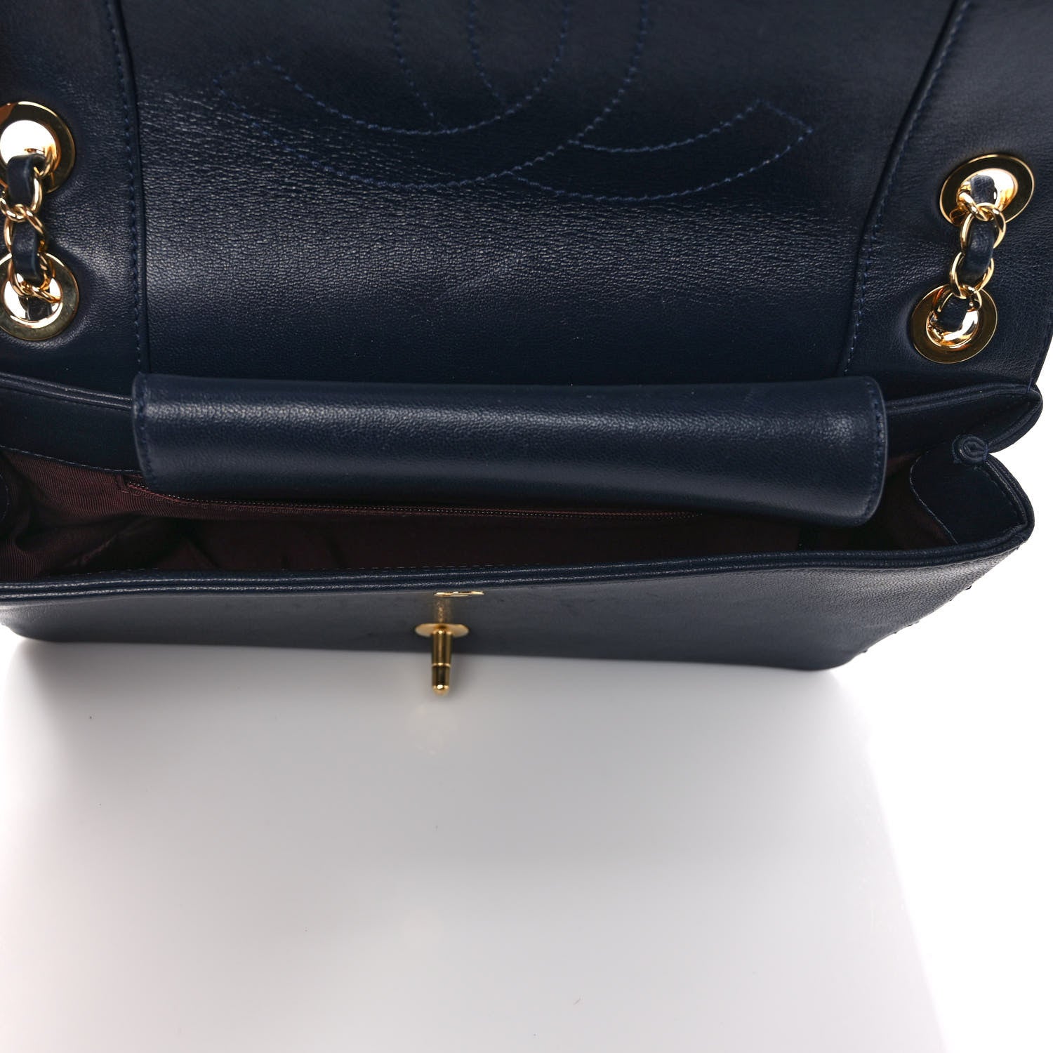 Chanel Sheepskin Quilted Vintage Mademoiselle Flap Dark Navy 5 of 9
