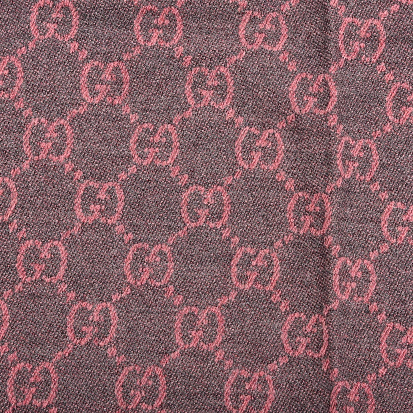 Wool Jacquard GG Monogram Sten Fringe Scarf Graphite Pink